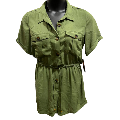 Blush XL Olive Green Button Down Romper – Buy The Thread
